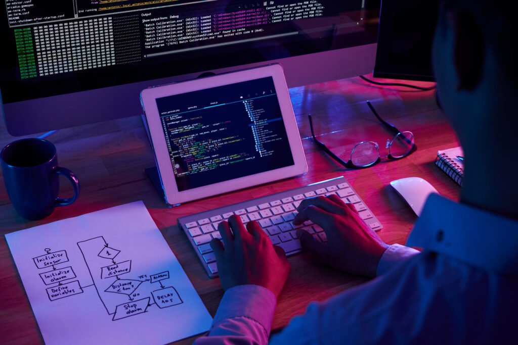 programmer using laptop